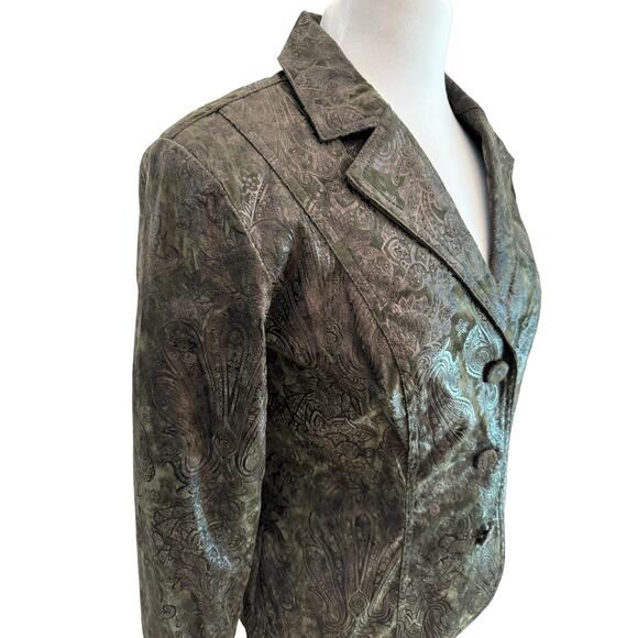 Chic Olive Patterned Women's Blazer - Picture 5 of 13